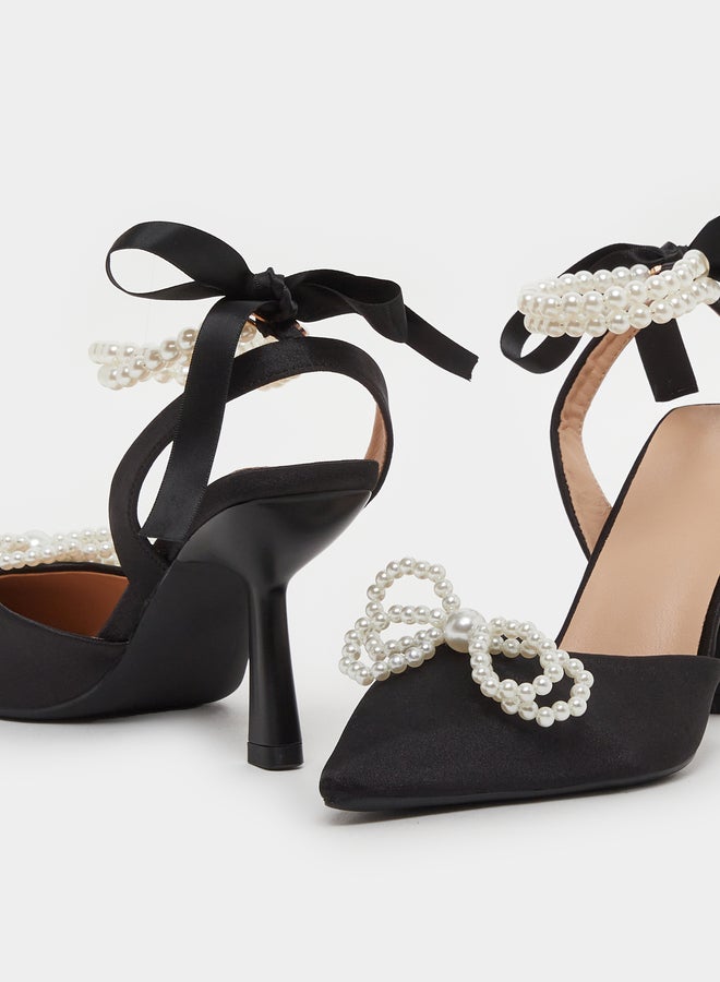 Take Two Ankle Strap Pearl Kitten Heel Sandals  - Image 3