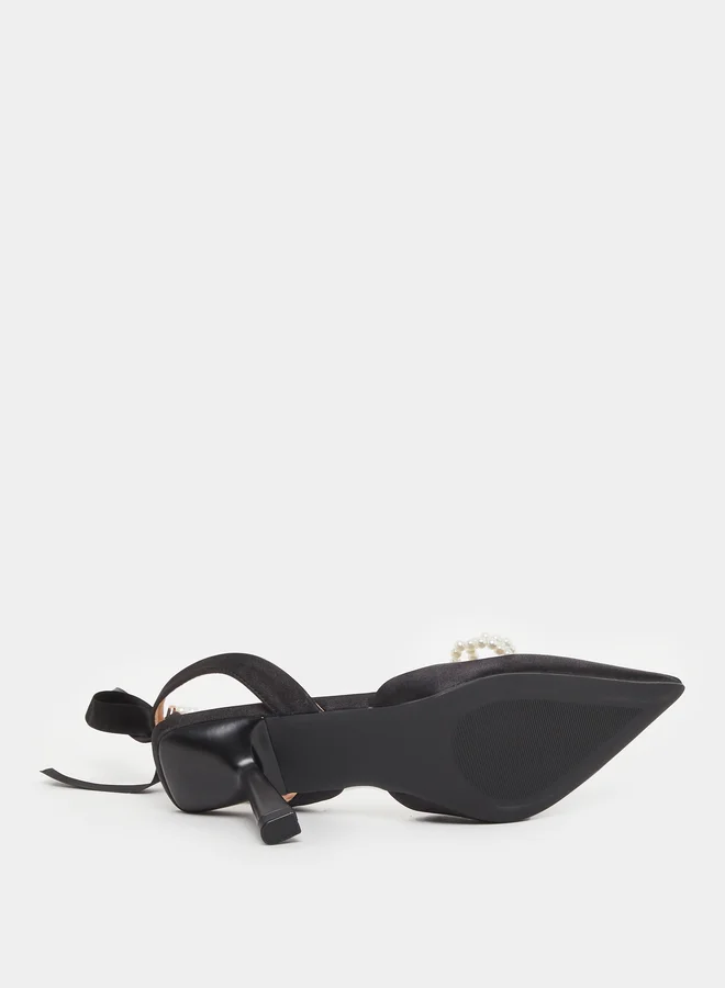 Take Two Ankle Strap Pearl Kitten Heel Sandals