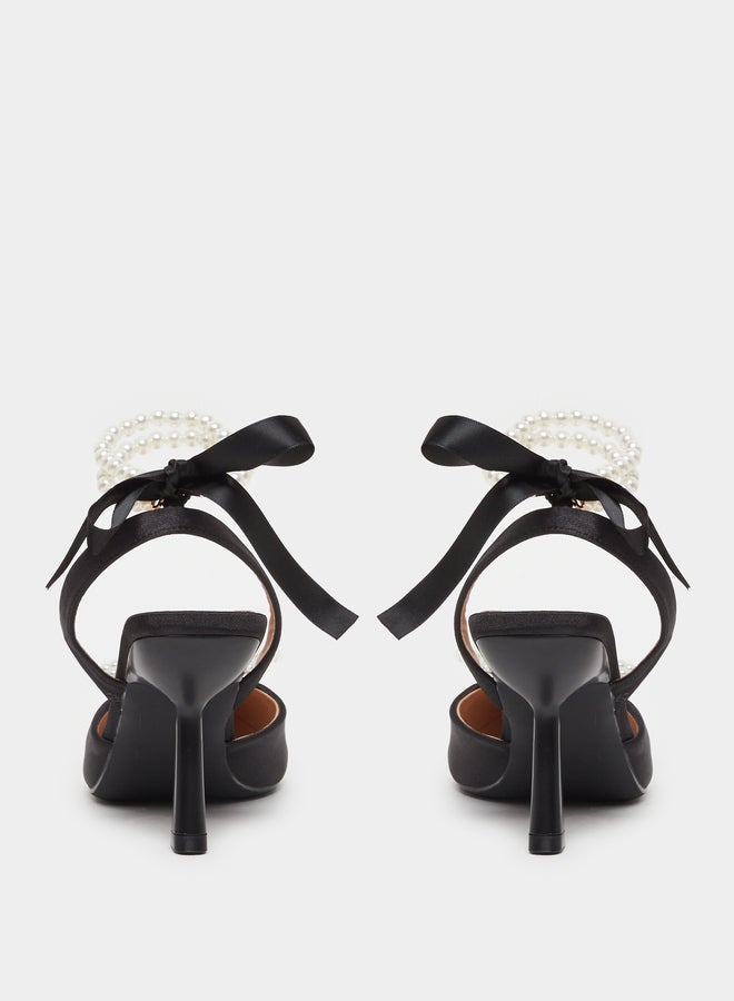 Take Two Ankle Strap Pearl Kitten Heel Sandals  - Image 4