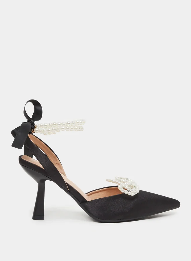 Take Two Ankle Strap Pearl Kitten Heel Sandals