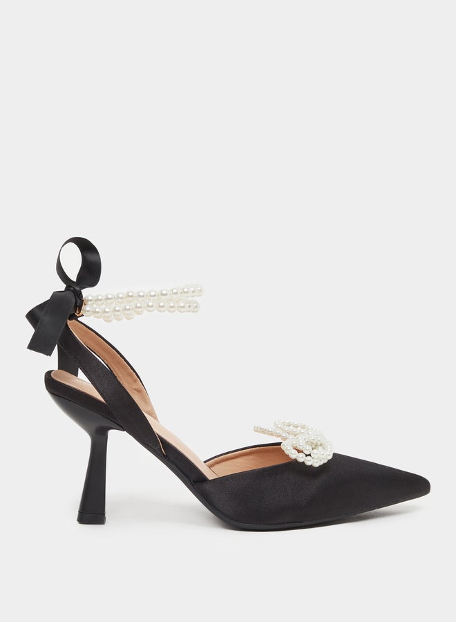 Take Two Ankle Strap Pearl Kitten Heel Sandals  - Image 1