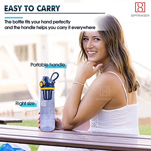Spanker Sporty Motivational Leakproof Water Bottle 650 ML, BPA Free Fitness Sports Water Bottle, Pink- SSTP - Image 4