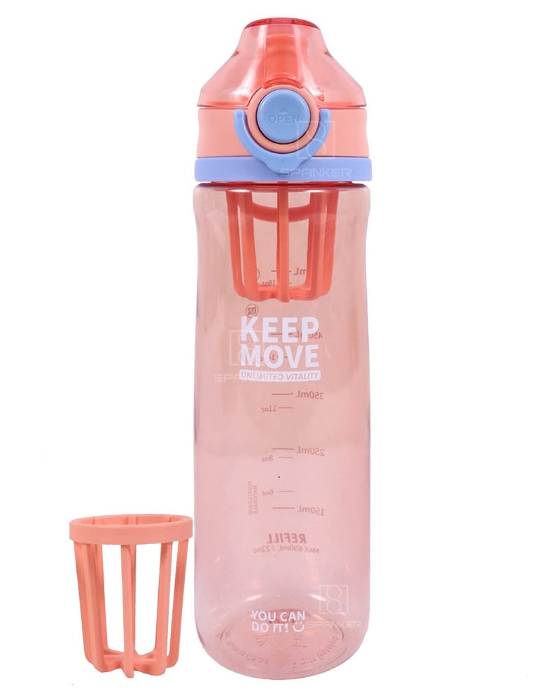 Spanker Sporty Motivational Leakproof Water Bottle 650 ML, BPA Free Fitness Sports Water Bottle, Pink- SSTP - Image 1