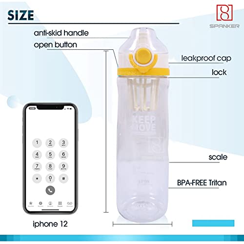 Spanker Sporty Motivational Leakproof Water Bottle 650 ML, BPA Free Fitness Sports Water Bottle, Pink- SSTP - Image 5