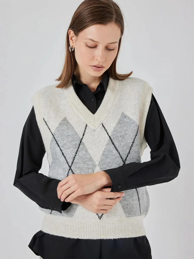 BIG DART BDART Argyle Patterned Knitwear Vest
