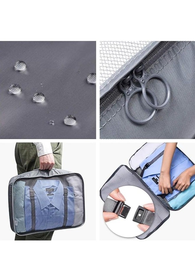 DUNISO 7Pcs SET Travel Luggage Organizer Packing Cubes Set, Foldable Travel Packing Kit Waterproof Laundry Bag, Lightweight Travel Organizer Bag for Clothes Shoes Storage - Grey - Image 4