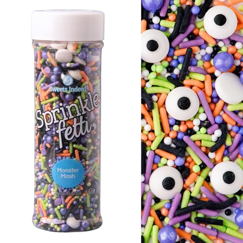 Sweets Indeed Sprinklefetti Monster Mash Sprinkles – 4 oz Jar | Halloween Sprinkle Mix with Candy Eyeballs, Jimmies, Nonpareils & Confetti | Cupcake & Cake Decorations - Image 1