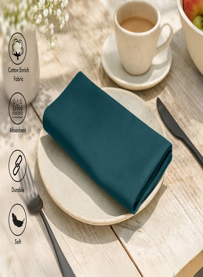 Ruvanti Cloth Napkins Set of 12, 18x18 Inches Napkins Cloth Washable, Soft, Durable, Absorbent, Cotton Blend. Table Dinner Napkins Cloth for Thanksgiving, Halloween Dinners Parties - Deep Teal - Image 2