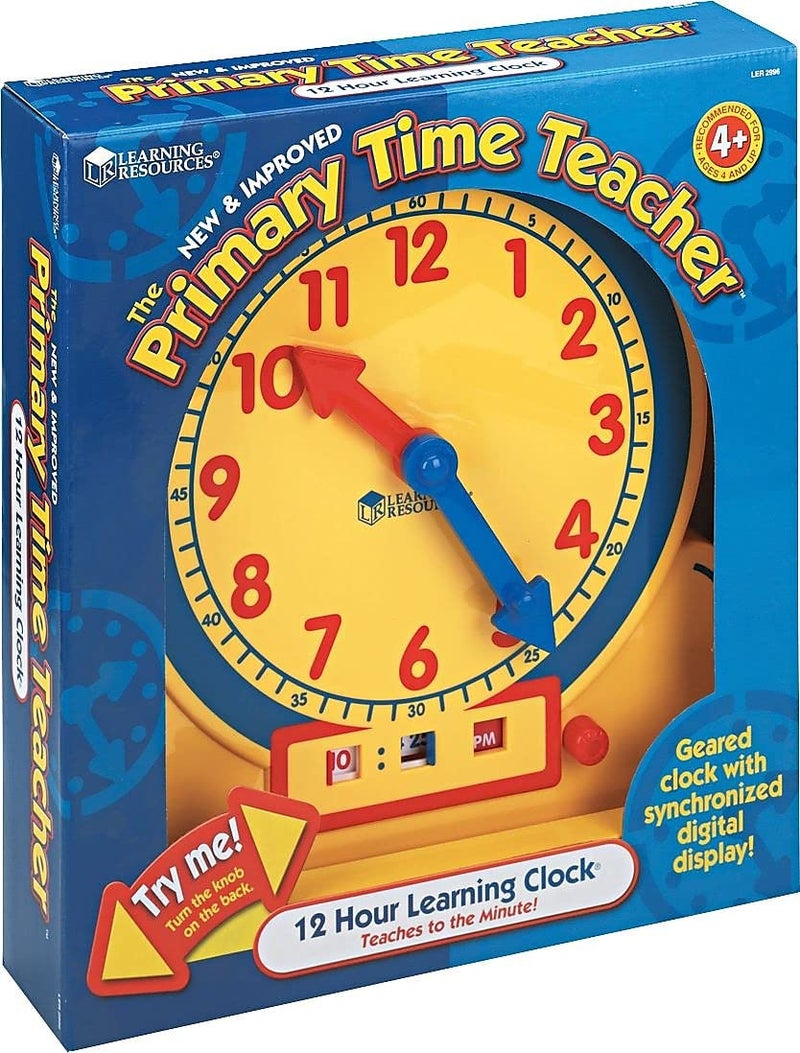 Learning Resources Primary Time Teacher 12-Hour Learning Clock, Teaching Clocks for Kids, Ages 4+ - Image 3