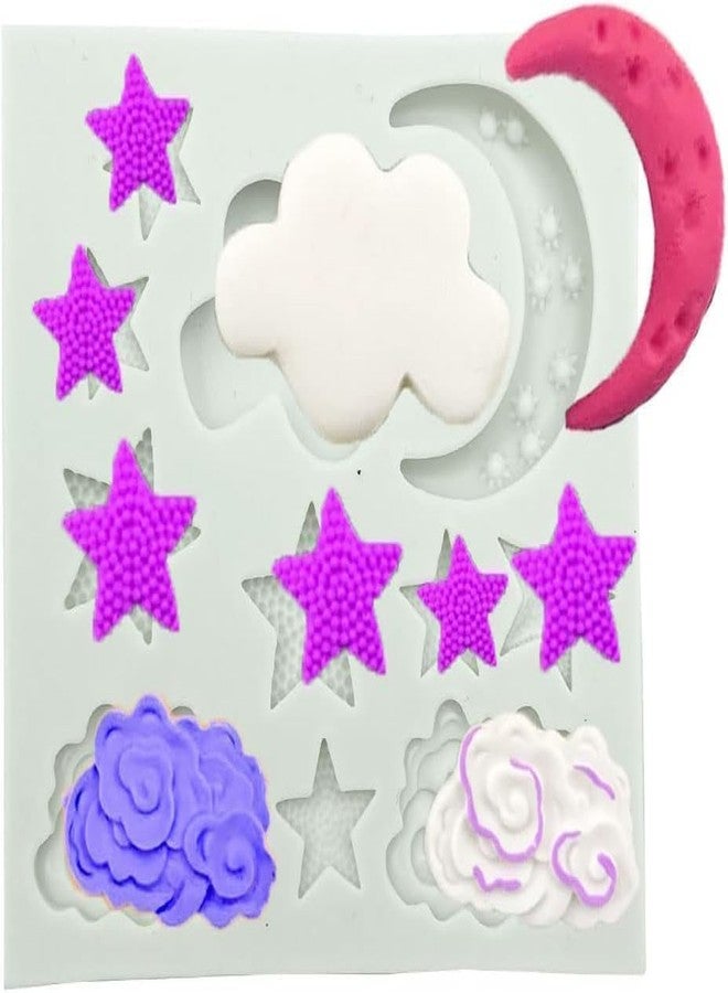 Junfamilee 1Pc Star, Moon, Cloud Silicone Fondant Molds, Candy Chocolate Molds for DIY Cake Fondant Cookie Decorating - Image 3