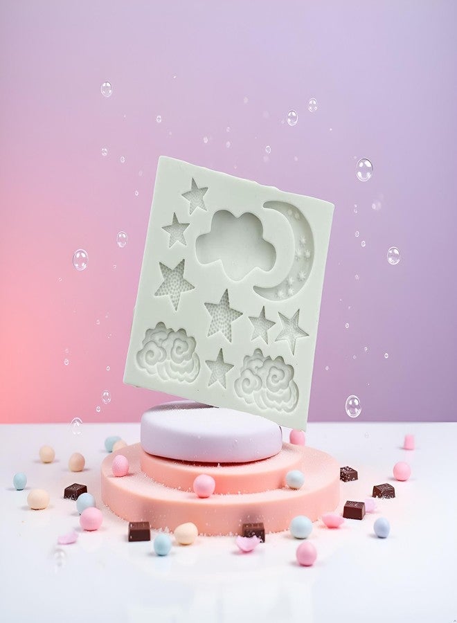 Junfamilee 1Pc Star, Moon, Cloud Silicone Fondant Molds, Candy Chocolate Molds for DIY Cake Fondant Cookie Decorating - Image 5