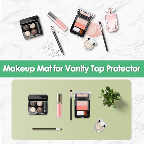 TOHONFOO Makeup Mat for Vanity to Protect Desk Top, Dual-Sided Makeup Mat, Easy to Clean Desk Pad - Waterproof and Oilproof Vanity Accessories, 23.6 x 11.8 in (Pink and Silver) - Image 2