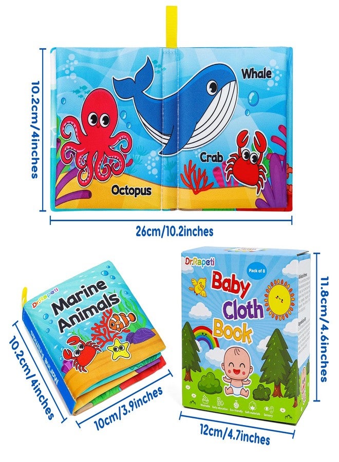 Dr.Rapeti 8-Pack Soft Cloth Books Baby Bath Books Crinkle Washable Chewable Early Educational Preschool Learning Giftable for Infant Toddler Kid - Image 2