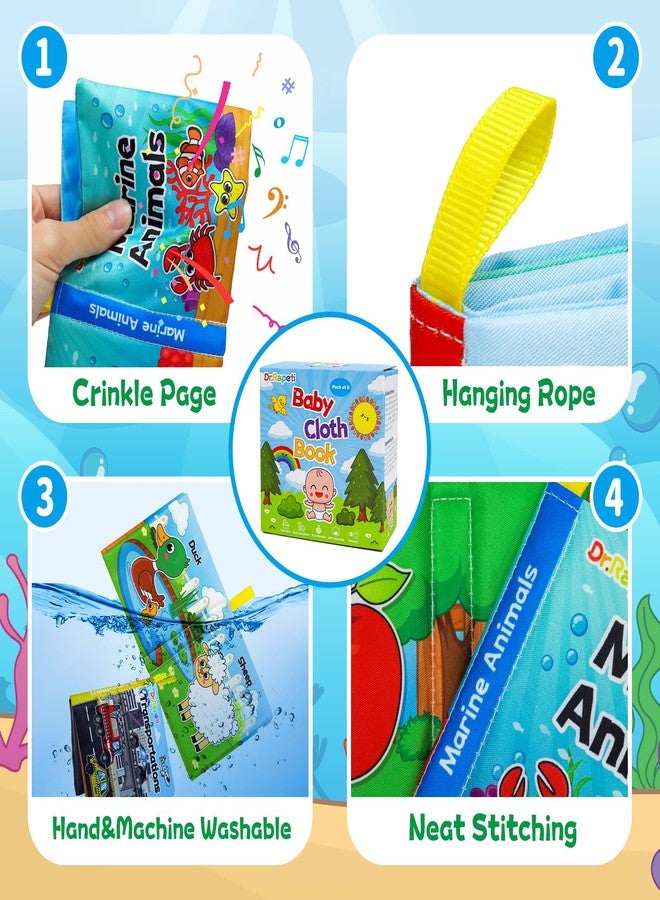 Dr.Rapeti 8-Pack Soft Cloth Books Baby Bath Books Crinkle Washable Chewable Early Educational Preschool Learning Giftable for Infant Toddler Kid - Image 3