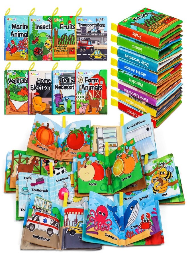 Dr.Rapeti 8-Pack Soft Cloth Books Baby Bath Books Crinkle Washable Chewable Early Educational Preschool Learning Giftable for Infant Toddler Kid - Image 1