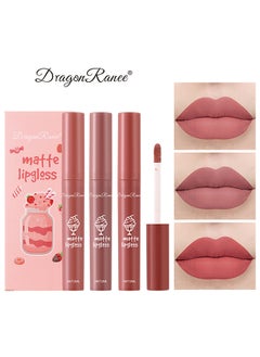3Pcs Nude Matte Lipstick Set - Long-Lasting Waterproof Lipsticks Non-Stick Cup Not Fade Lip Gloss - Smooth Crayon Lip Stain Set Lip Makeup Liquid Lipstick for Women