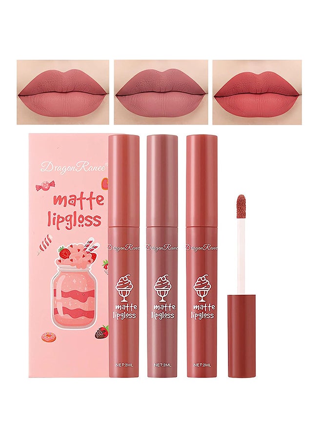 Dragon Ranee - 3Pcs Nude Matte Lipstick Set - Long-Lasting Waterproof Lipsticks Non-Stick Cup Not Fade Lip Gloss - Smooth Crayon Lip Stain Set Lip Makeup Liquid Lipstick for Women - Image 1