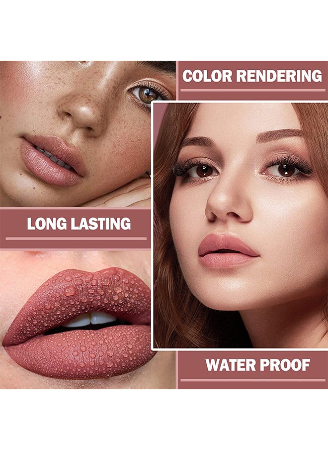 Dragon Ranee - 3Pcs Nude Matte Lipstick Set - Long-Lasting Waterproof Lipsticks Non-Stick Cup Not Fade Lip Gloss - Smooth Crayon Lip Stain Set Lip Makeup Liquid Lipstick for Women - Image 1