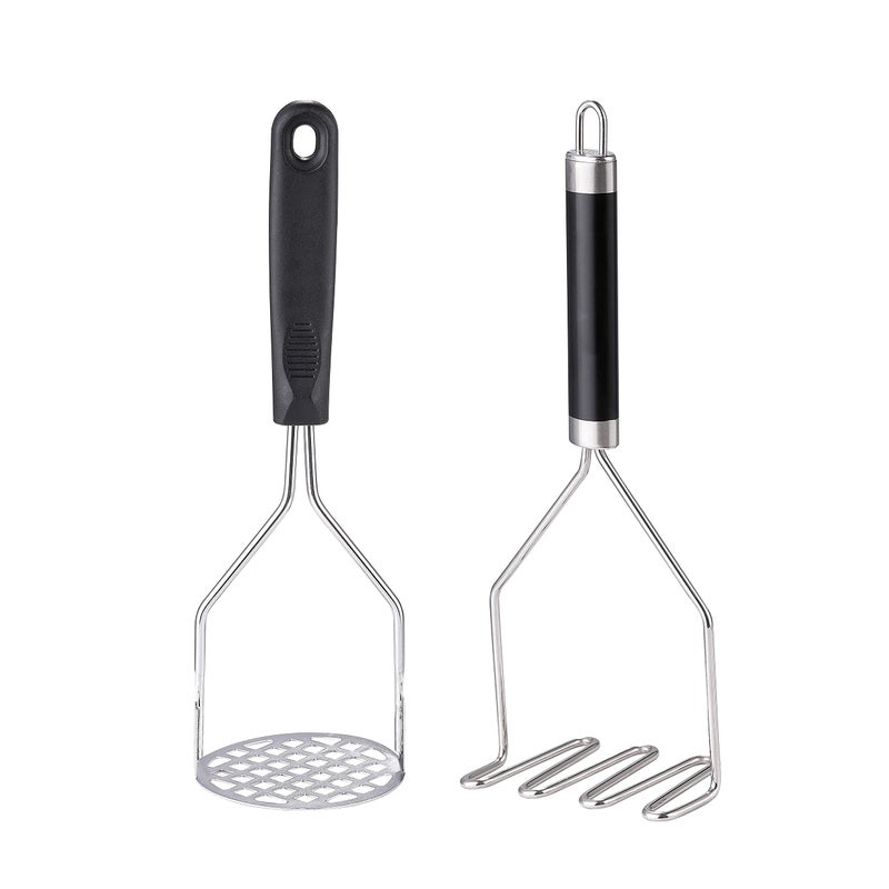 2PCS Potato Masher OLULU Heavy Duty Stainless Steel Mashed Potatoes Masher Masher Kitchen Tool for Avocado Potatoes Beans Meat Vegetables 1024inch Dishwasher Safe