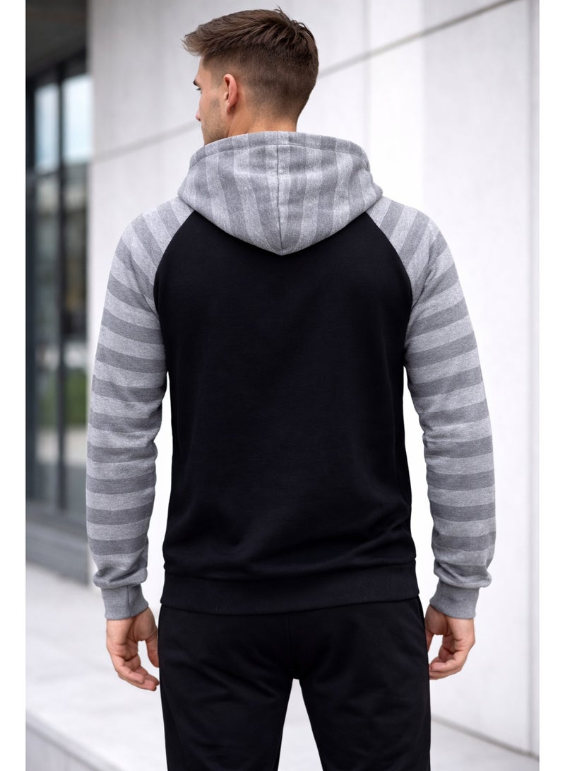 Caesar Men's hoodie with a hood and assorted sleeves - Image 2