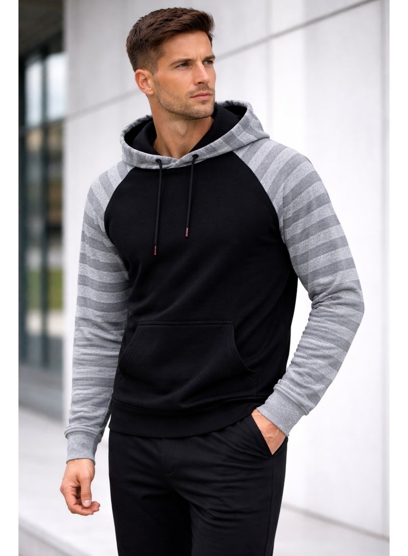 Caesar Men's hoodie with a hood and assorted sleeves - Image 4