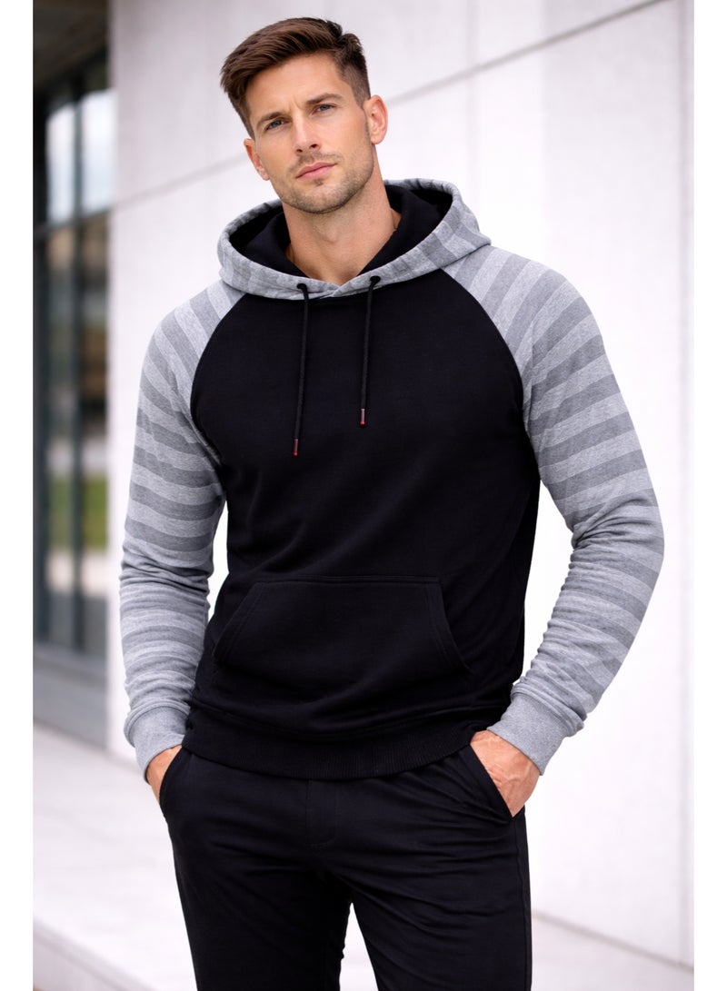 Caesar Men's hoodie with a hood and assorted sleeves - Image 1