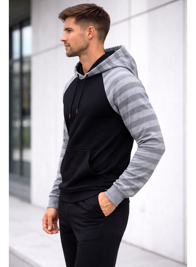 Caesar Men's hoodie with a hood and assorted sleeves - Image 3