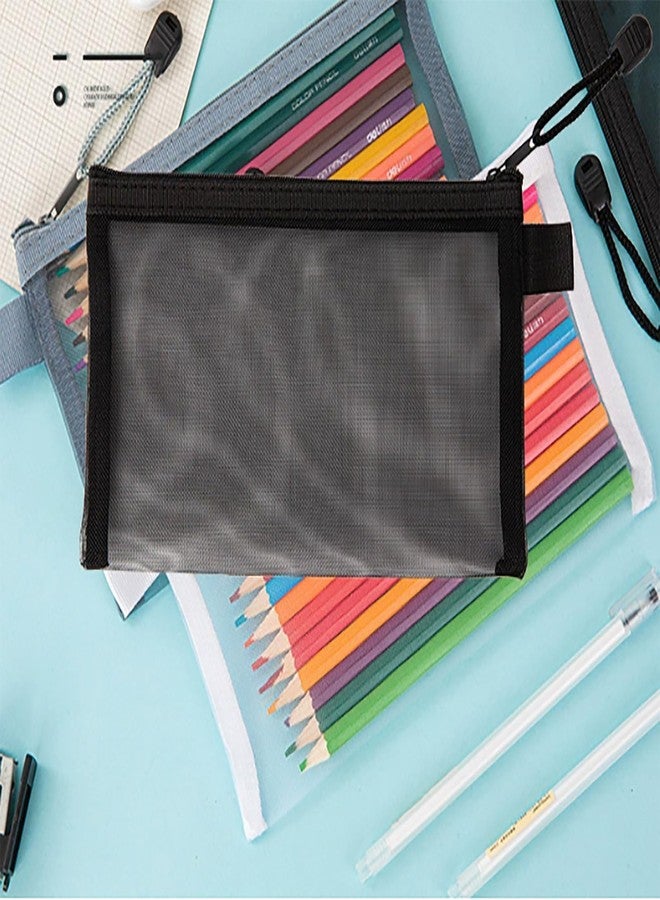 OZY 20Pieces Nylon Mesh Cosmetic Bags Zippered,Portable Organizing Pouches for Travel,Toiletries Bag for Women and Men (Black) - Image 4