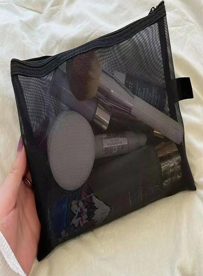 OZY 20Pieces Nylon Mesh Cosmetic Bags Zippered,Portable Organizing Pouches for Travel,Toiletries Bag for Women and Men (Black) - Image 5