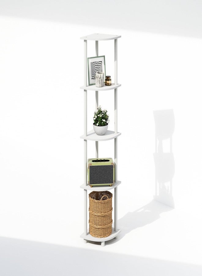 Furinno Turn-N-Tube 5-Tier Corner Display Shelf, Multifunctional Shelving System, White/White - Image 5
