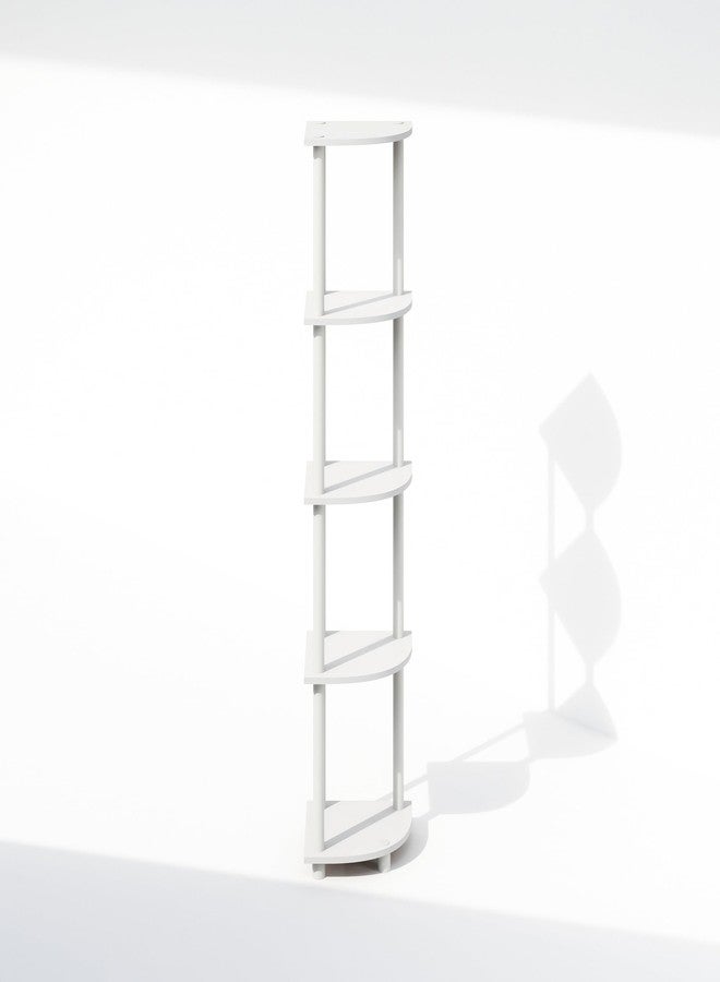 Furinno Turn-N-Tube 5-Tier Corner Display Shelf, Multifunctional Shelving System, White/White - Image 4