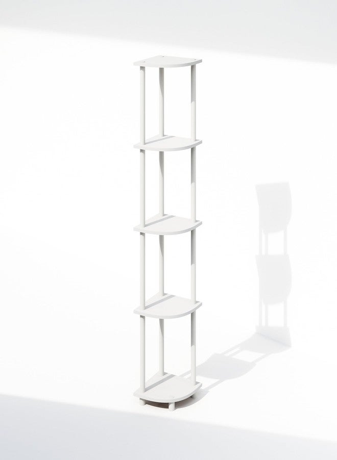 Furinno Turn-N-Tube 5-Tier Corner Display Shelf, Multifunctional Shelving System, White/White - Image 1