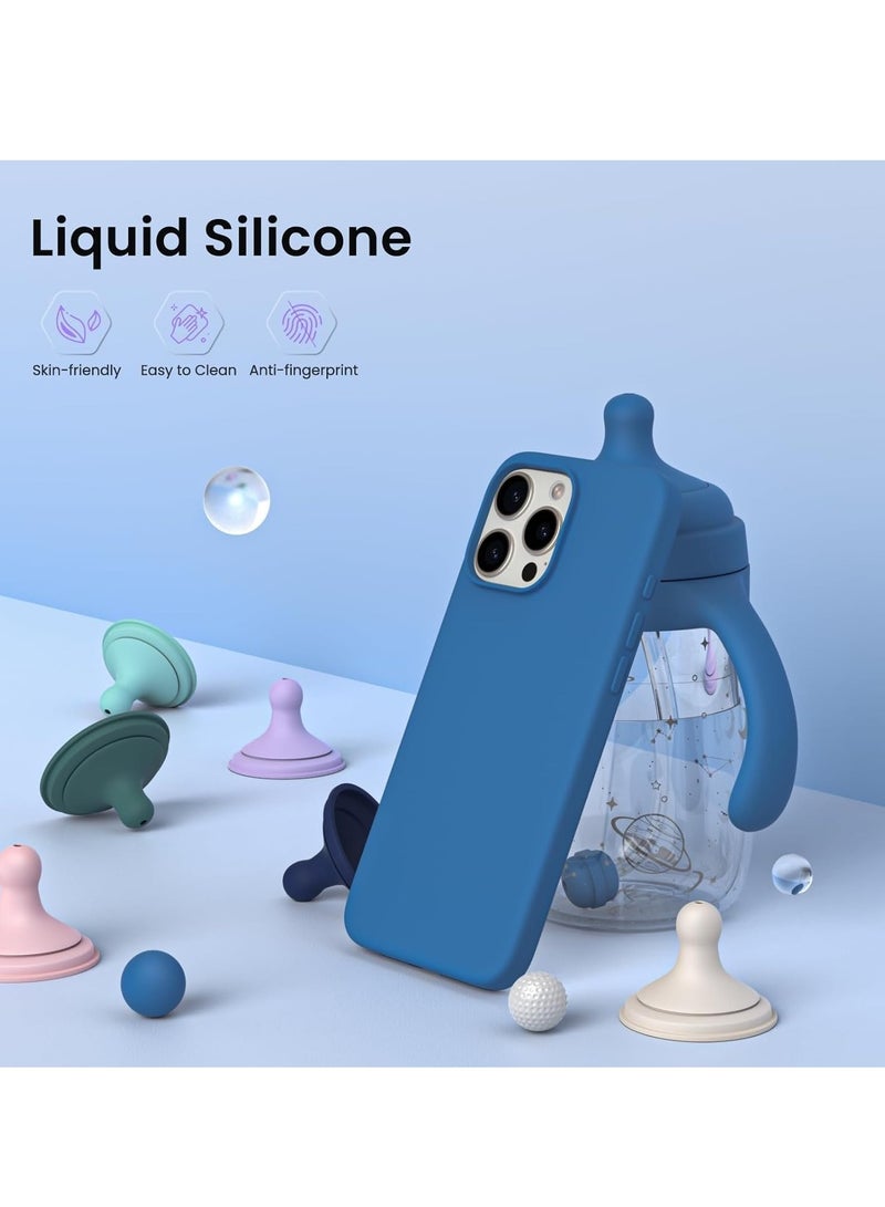 ELTRAZONE Soft Liquid Silicone Gel Case for iPhone 16 Pro Max - Full Body Shockproof Protection with Matte Finish & Soft Microfiber Lining (Cobalt Blue) - Image 3