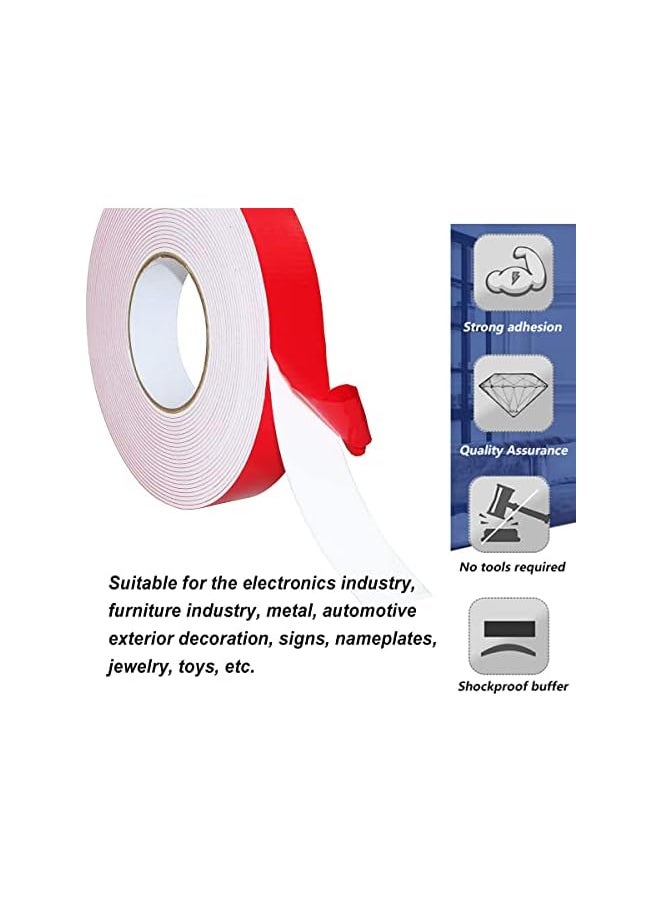 PROMASS - promass Double Sided Foam Tape, 1" x 5 yards Outdoor and Indoor Heavy Duty Strong Weatherproof Adhesive Tape for Automotive Mounting, Decorative and Trim, Car Trim Strip, Home Decor, Photo Frame (Red) - Image 1
