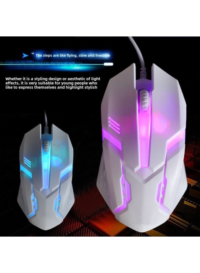 ماوس سلكي للمنزل والمكتب Pink Girl Desktop Notebook USB Connect Computer Business E-sports Lol Game Cf- اللون: أبيض ماوس مضيء (معدن عاري) - الواجهة: قياسي رسمي - Image 1