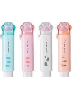FYLX Four adorable cat paw retrable erasers for kids and students Perfect for writing and erasing in school or office Cute addition to your supply collection  - Image 1