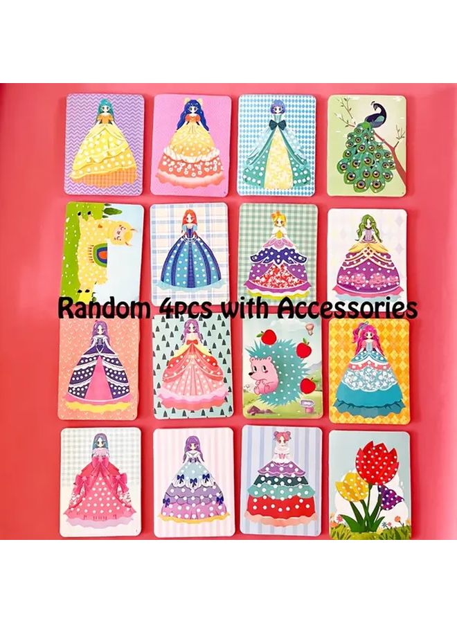 DIY Princess Pop Art Dress Up Sticker Toy Set 4PCS Reusable Craft Kit - Image 1