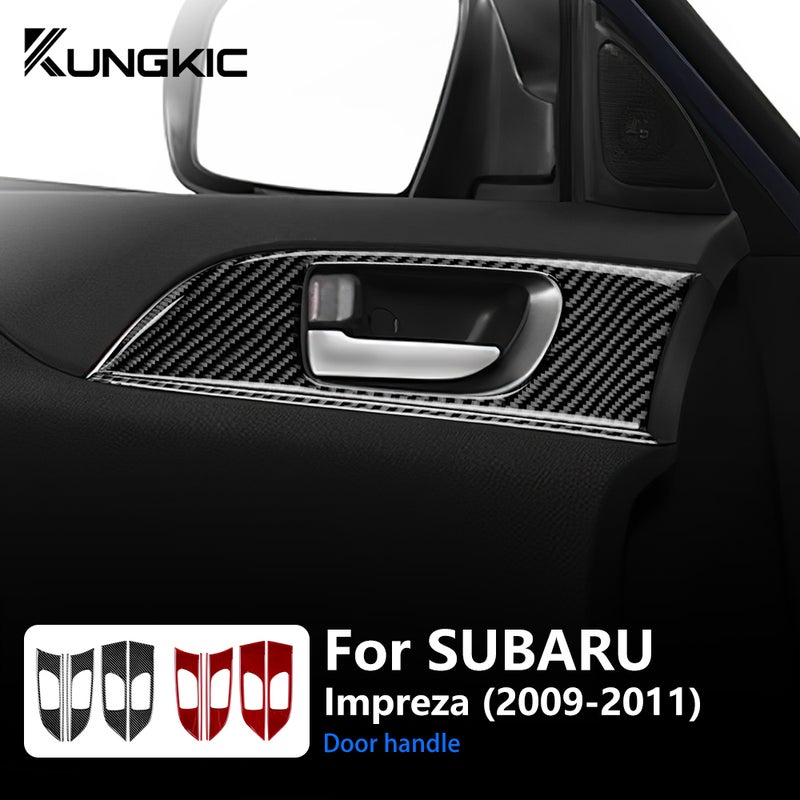 Generic Real Soft Carbon Fiber Car Door Handle Panel for Subaru Impreza 2009-2011, RHD LHD Sticker Interior Trim Accessories - Image 1