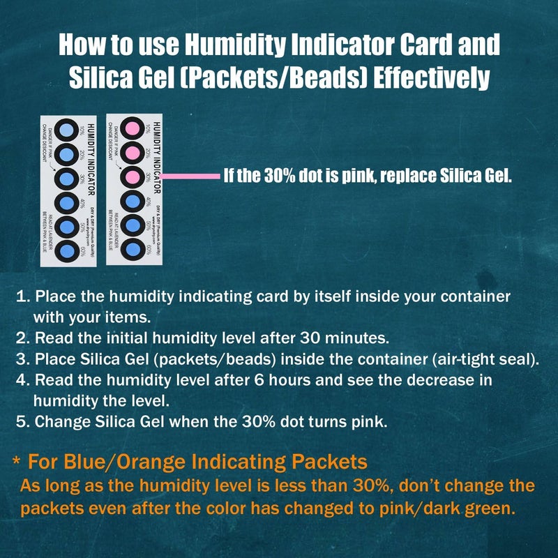 DRYDRY Humidity Indicator Cards 50 Pack(Reusable) - 10-60% 6 Spot(50 Cards) - Image 2