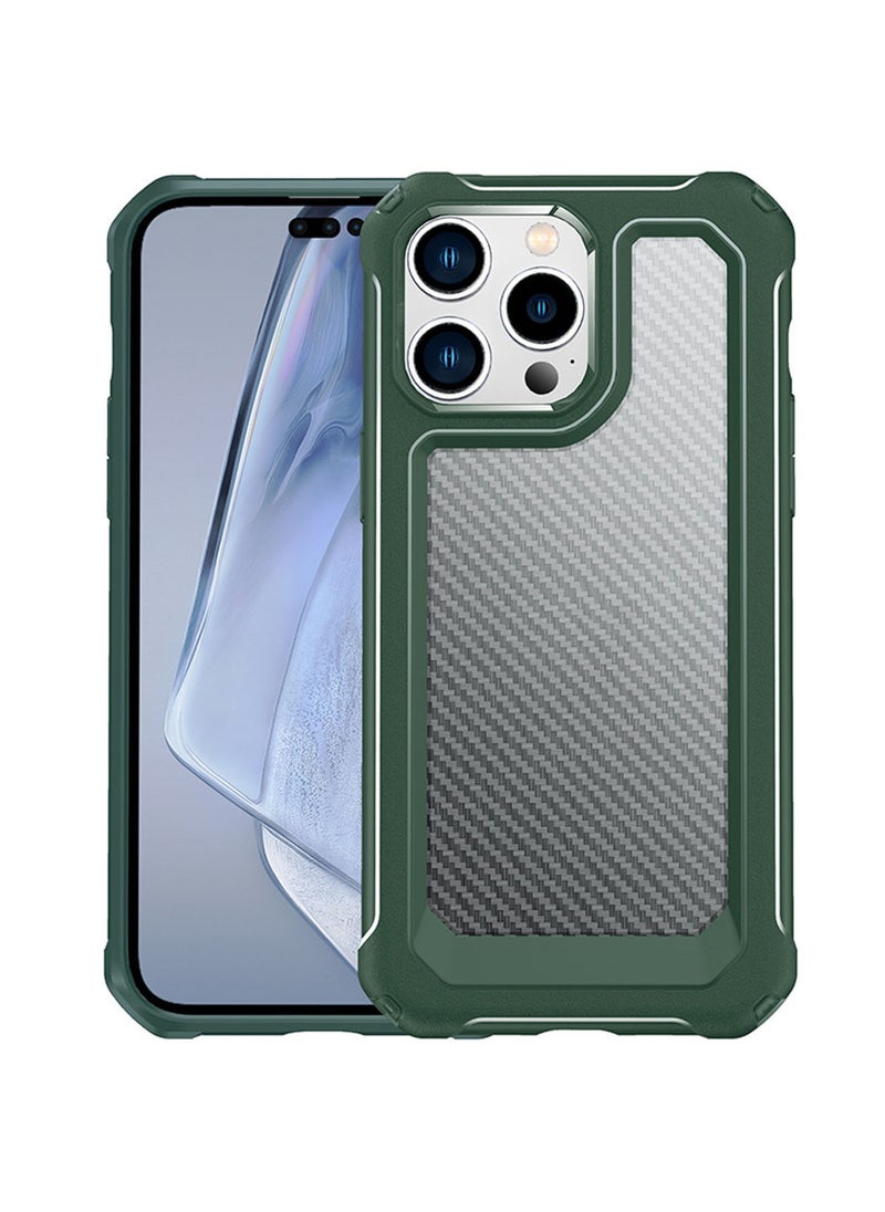 Generic Compatible with iPhone 14 Pro Max 6.7 Inch Case,Shockproof Hard Carbon Fiber Back Soft Bumper Frame Anti Scratch Fingerprint Resistant Protective Phone Case Green  - Image 3