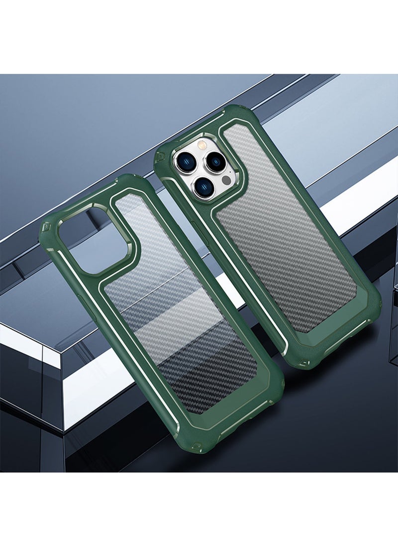 Generic Compatible with iPhone 14 Pro Max 6.7 Inch Case,Shockproof Hard Carbon Fiber Back Soft Bumper Frame Anti Scratch Fingerprint Resistant Protective Phone Case Green  - Image 4