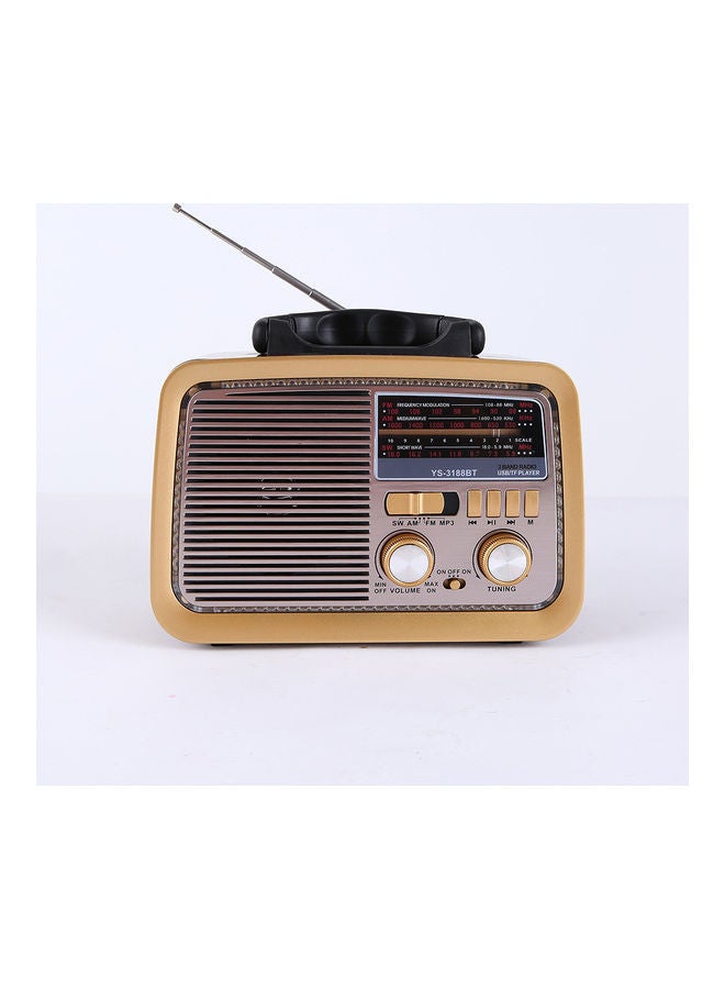 Portable Retro FM/AM/SW 3 Band With Mp3 Player And Bluetooth Radio YS-3188BT Brown - Image 1