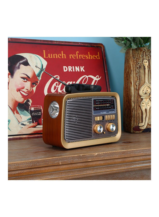 Portable Retro FM/AM/SW 3 Band With Mp3 Player And Bluetooth Radio YS-3188BT Brown - Image 2