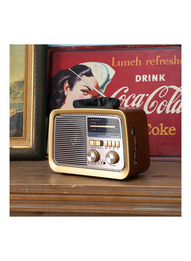 Portable Retro FM/AM/SW 3 Band With Mp3 Player And Bluetooth Radio YS-3188BT Brown - Image 4