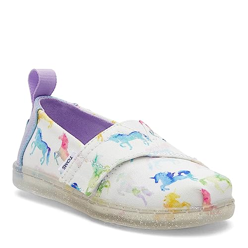 TOMS Girls Alpargata Loafer Flat, White Watercolor Ombre Unicorns, 5.5 Big Kid - Image 2
