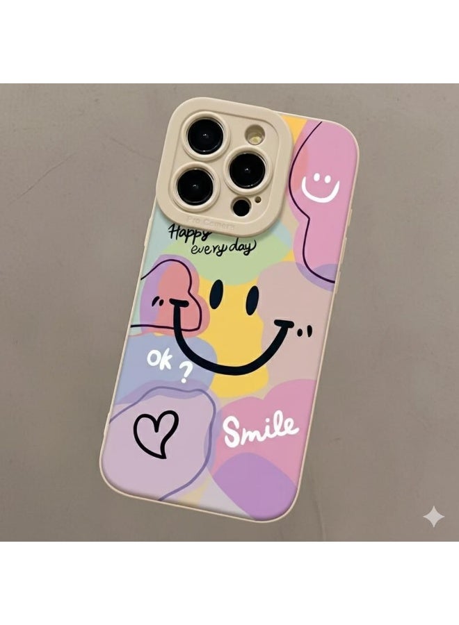 غطاء هاتف بتصميم عين سوداء ووجه مبتسم كبير. مصنوع من مادة TPU، مناسب لهاتف iPhone 16 Pro Max. - Image 4
