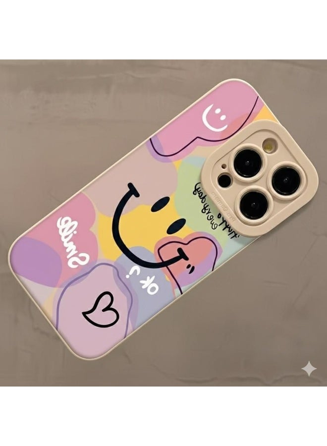 غطاء هاتف بتصميم عين سوداء ووجه مبتسم كبير. مصنوع من مادة TPU، مناسب لهاتف iPhone 16 Pro Max. - Image 5