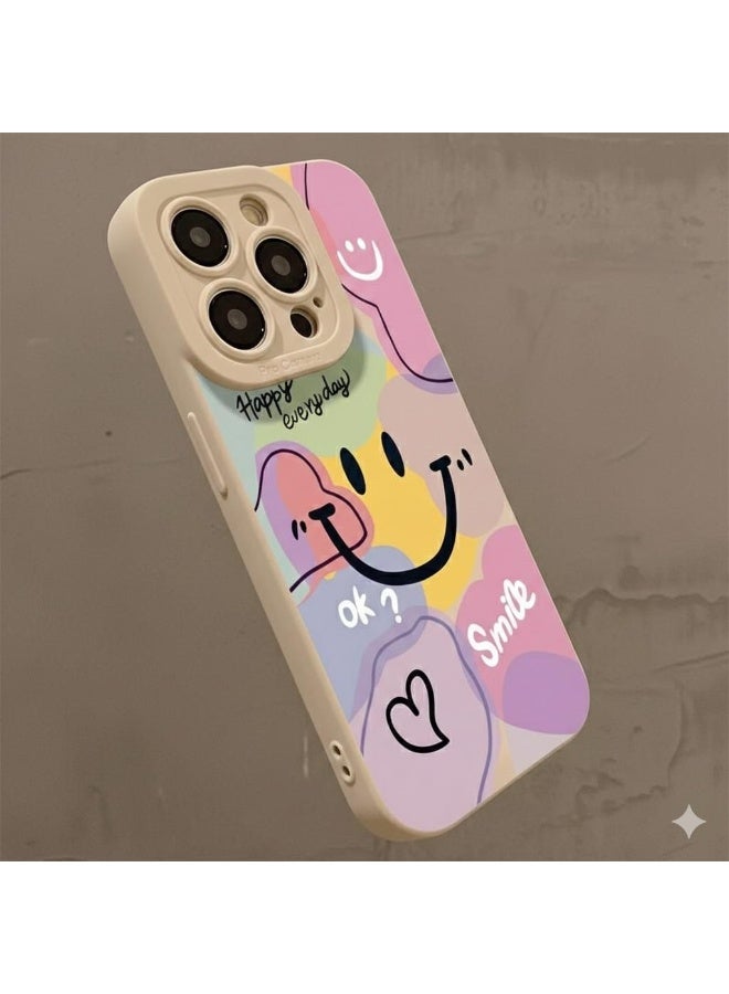 غطاء هاتف بتصميم عين سوداء ووجه مبتسم كبير. مصنوع من مادة TPU، مناسب لهاتف iPhone 16 Pro Max. - Image 3