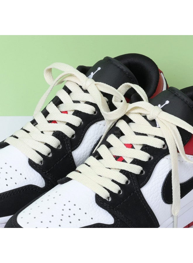 Stepace [2 Pairs Flat Shoe Laces for Sneakers 5/16" Width 30"-72" Length 26 Color Shoelaces Cream 54"(137 cm) - Image 2