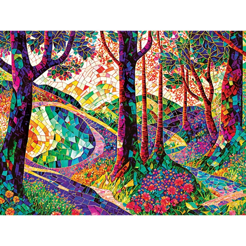 RoseArt Stained Glass The Long and Winding Road 300 Piece Jigsaw Puzzle for Adults - Image 2